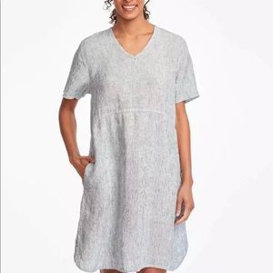 FLAX 100% Linen GREY Stria Dress FLAX SIZE M NWOT
